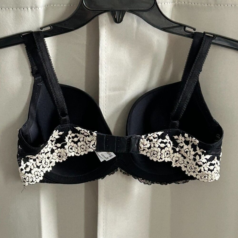 Wacoal Womens Bra 34C Black Embroidered Lace Adjustable Strap Whimsigoth 17140 - Picture 2 of 9